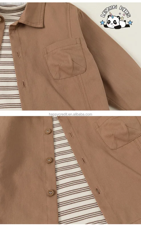 LEZONKIDS - Customizable Stylish Long Sleeve Solid Shirt Jacket and Pants Two Pieces Boys Clothing Sets 2-14 Years